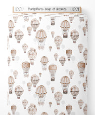 Tissu - Montgolfières beige et décorées