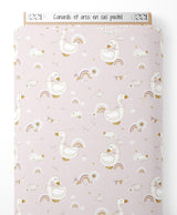 Tissu - Canards et arcs-en-ciel pastel