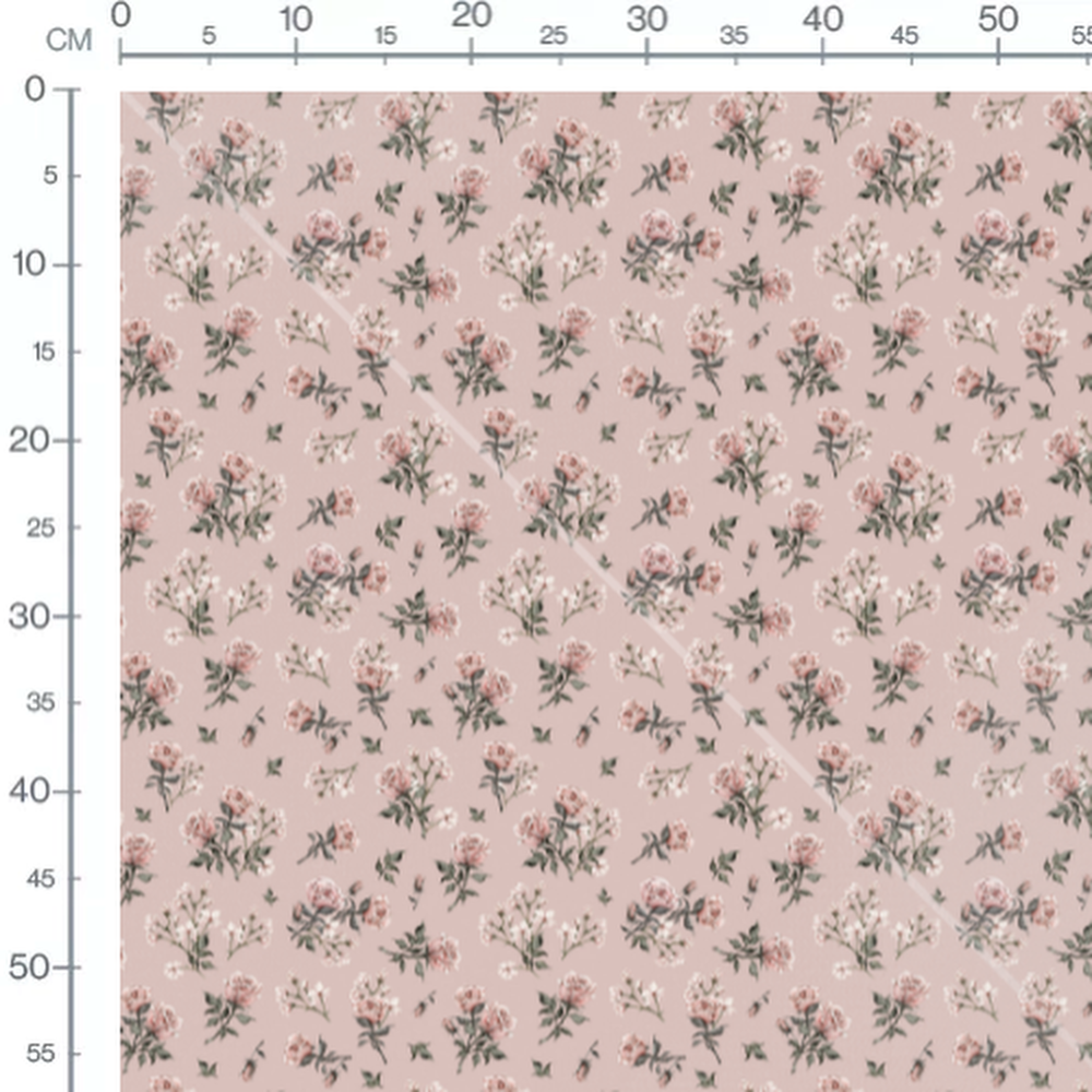 Tissu - Roses et fleurs blanches