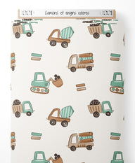 Tissu - Camions et engins colorés