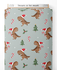 Tissu - Dinosaures de Noël amusants