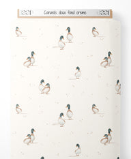 Tissu - Canards doux sur fond crème