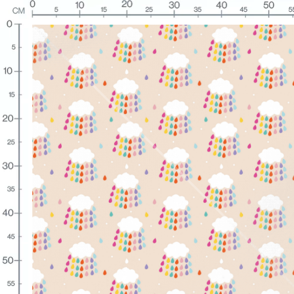 Tissu - Nuages et gouttes colorées