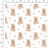 Tissu - Lapins câlins et feuillages