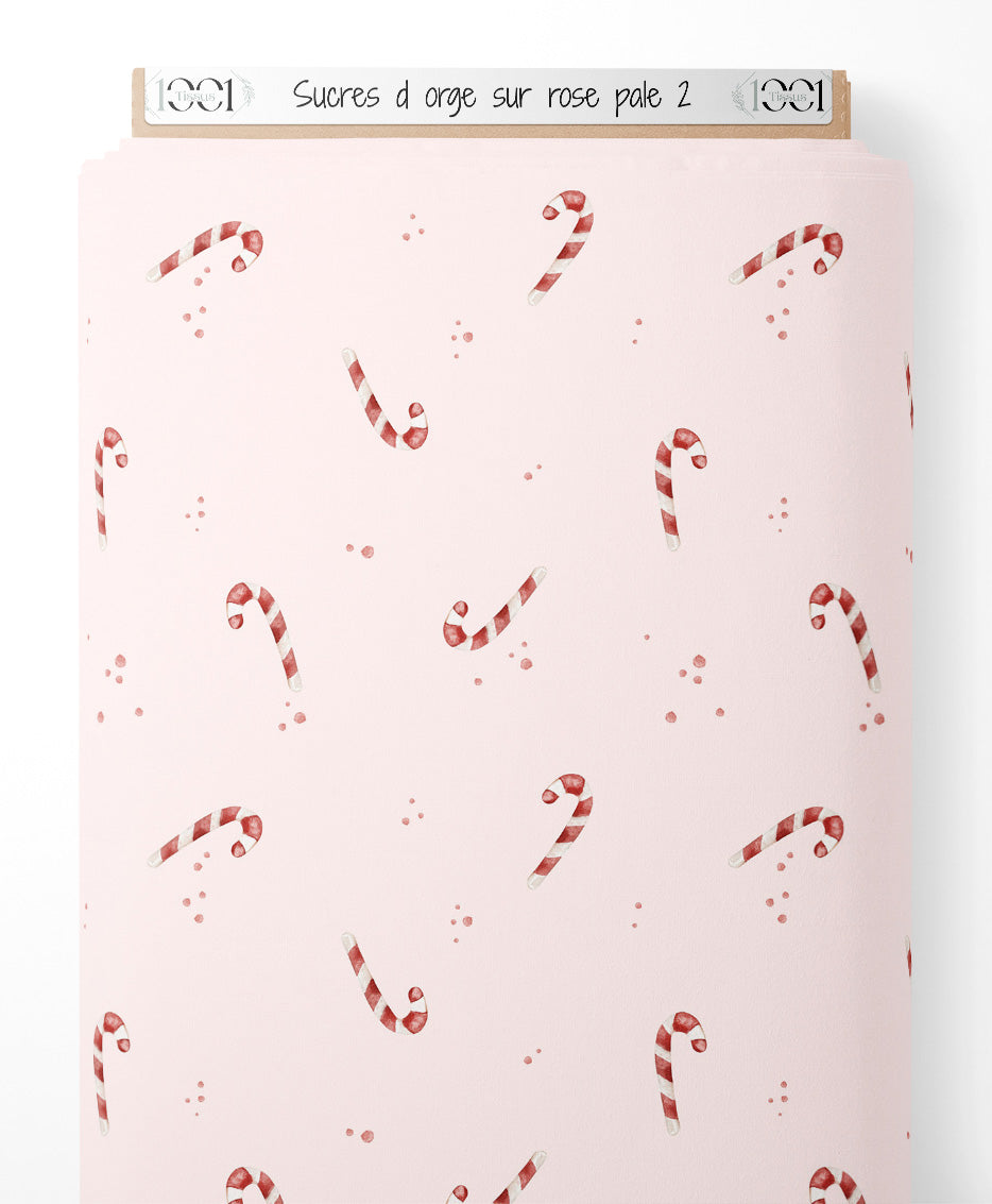 Tissu - Sucres d'orge sur rose pâle 2