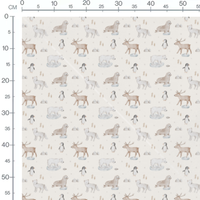 Tissu - Animaux polaires sur fond beige
