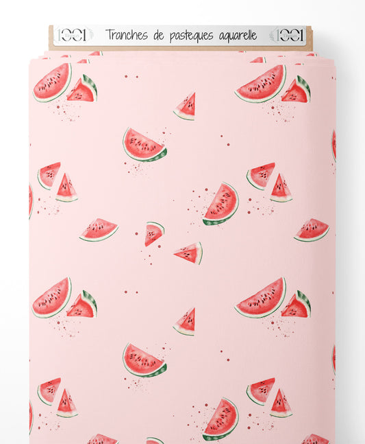 Tissu - Tranches de pastèques aquarelle