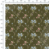 Tissu - Bouquets bleus et roses verts