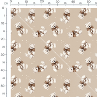 Tissu - Oursons blancs sur fond beige