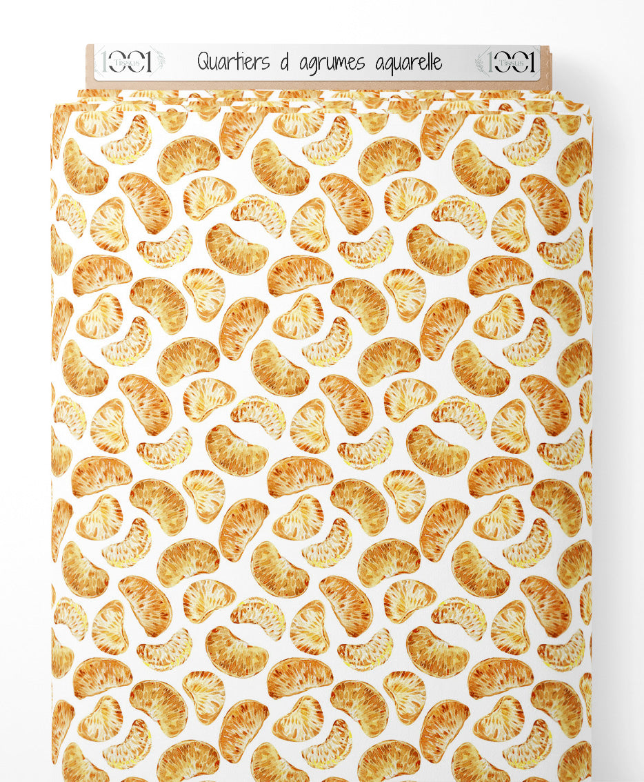 Tissu - Quartiers d'agrumes aquarelle