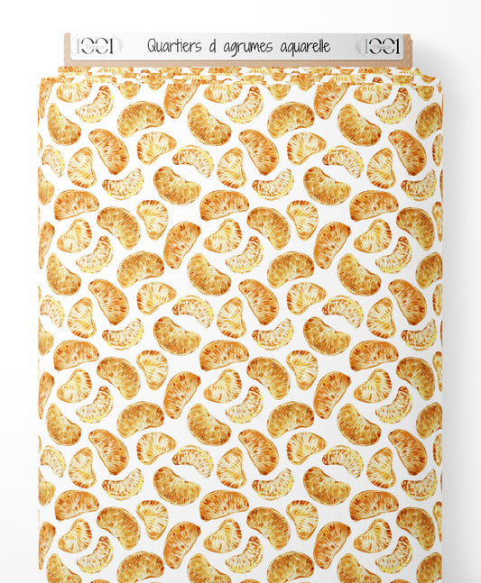 Tissu - Quartiers d'agrumes aquarelle