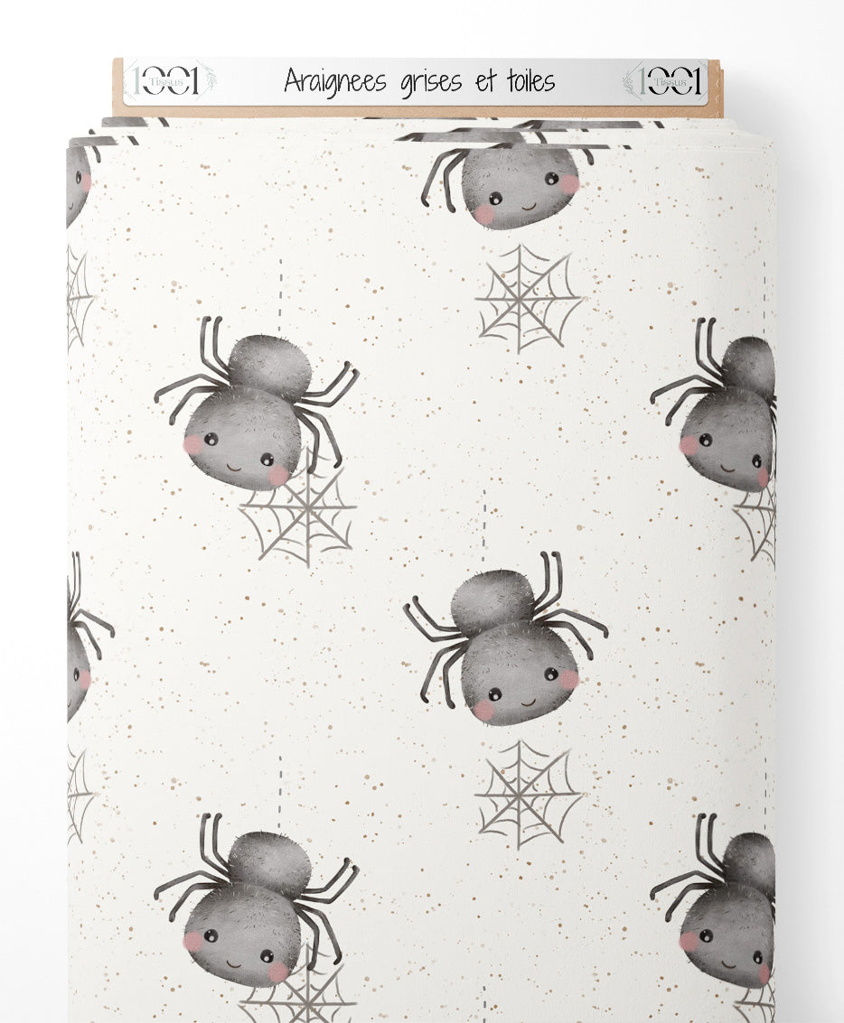 Tissu - Araignées grises et toiles