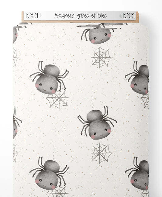 Tissu - Araignées grises et toiles
