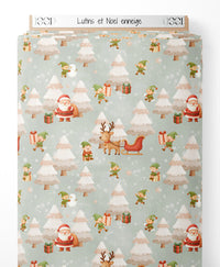 Tissu - Lutins et Noël enneigé