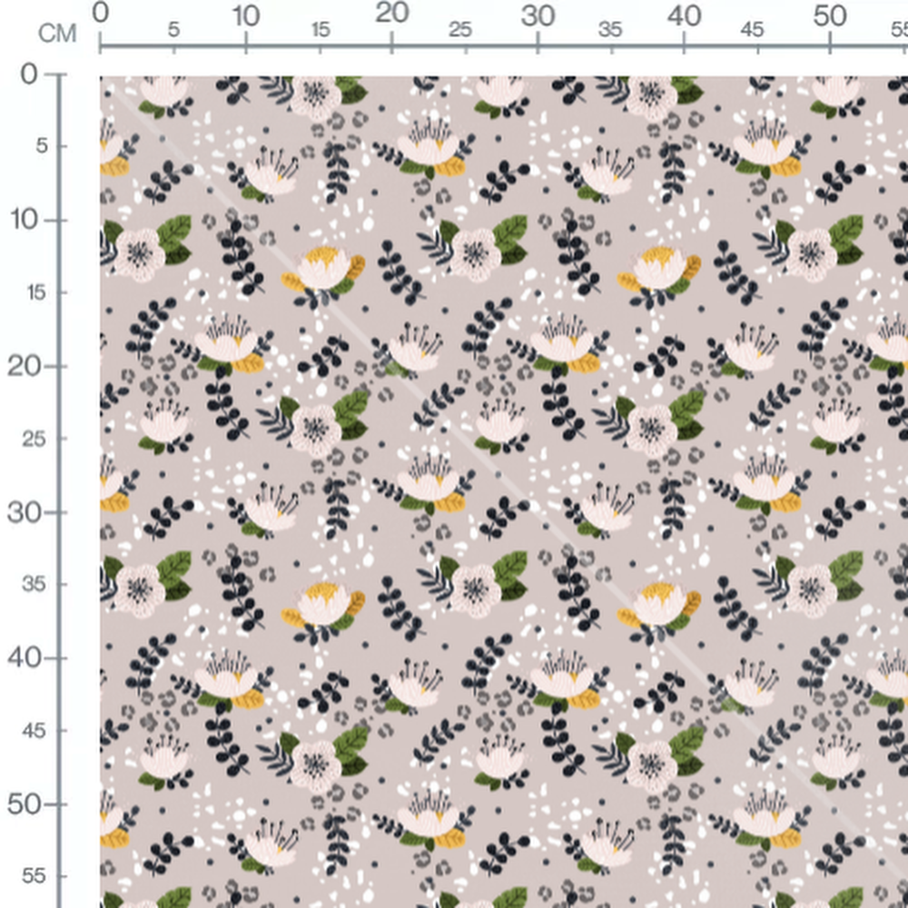 Tissu - Fleurs et feuillages abstraits