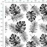 Tissu - Feuilles tropicales noir et blanc