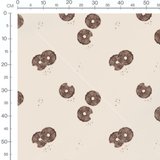 Tissu - Beignets chocolat fond crème