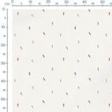 Tissu - Éclairs multicolores sur fond blanc