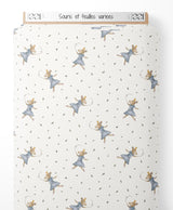 Tissu - Souris et feuilles variées
