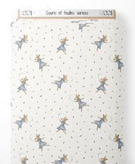Tissu - Souris et feuilles variées