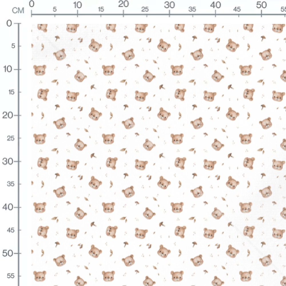 Tissu - Oursons et feuilles aquarelle