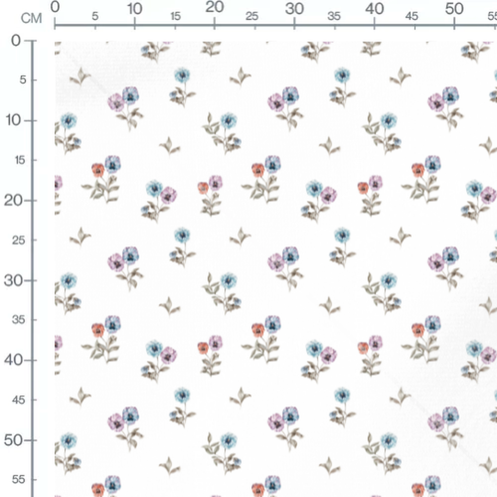 Tissu - Fleurs pastel sur fond blanc 6