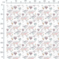 Tissu - Moutons et montgolfières pastel