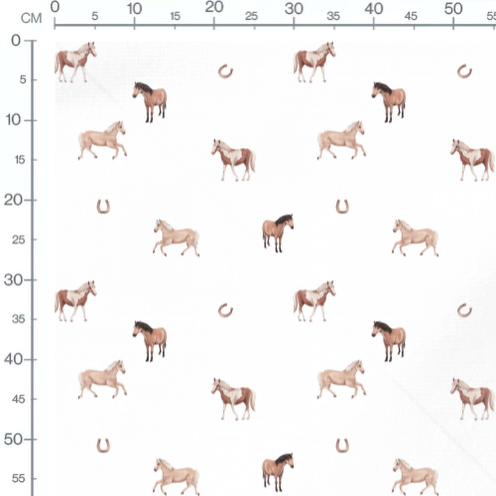 Tissu - Chevaux bruns et beiges