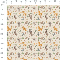 Tissu - Animaux naturels sur beige