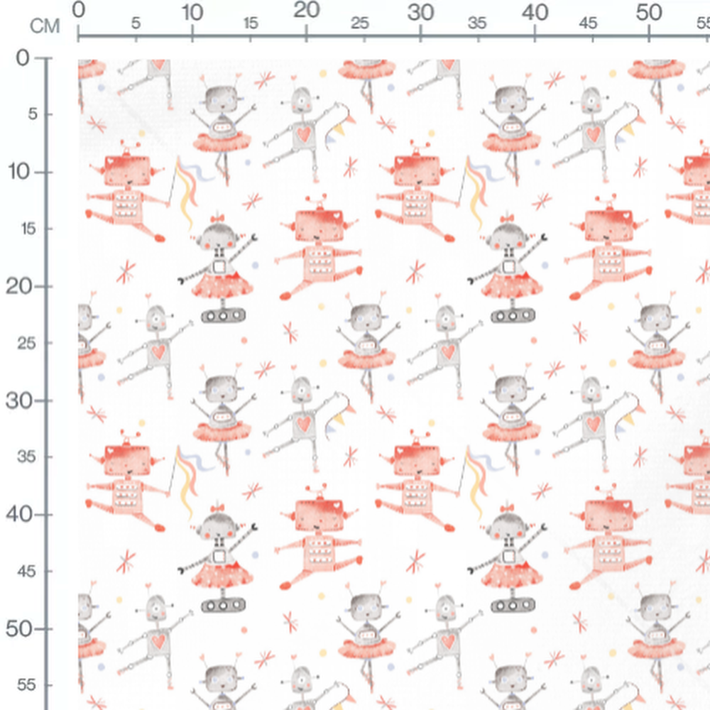 Tissu - Robots danseurs colorés