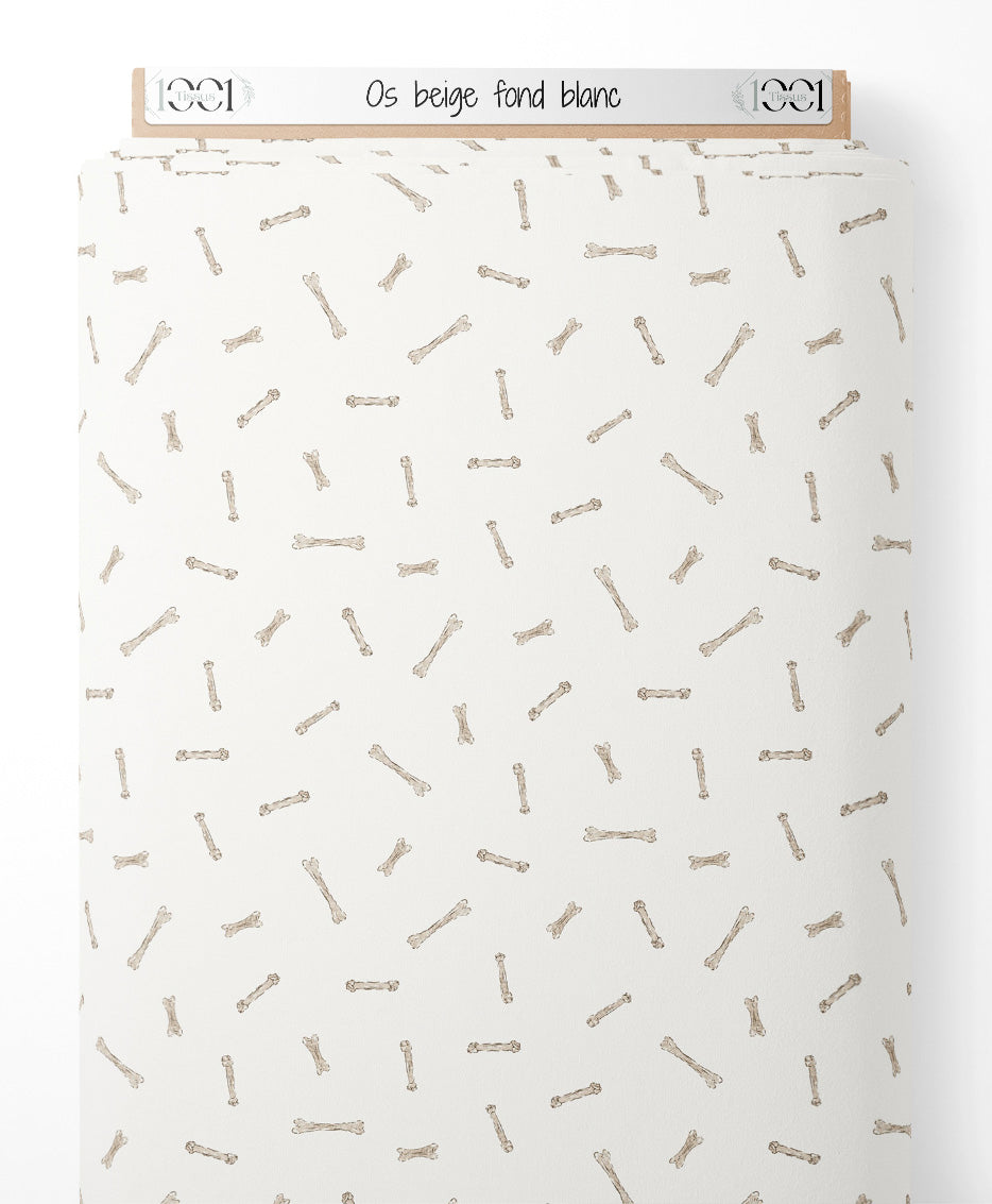 Tissu - Os beige sur fond blanc