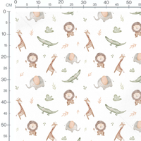 Tissu - Animaux pastel sur fond blanc