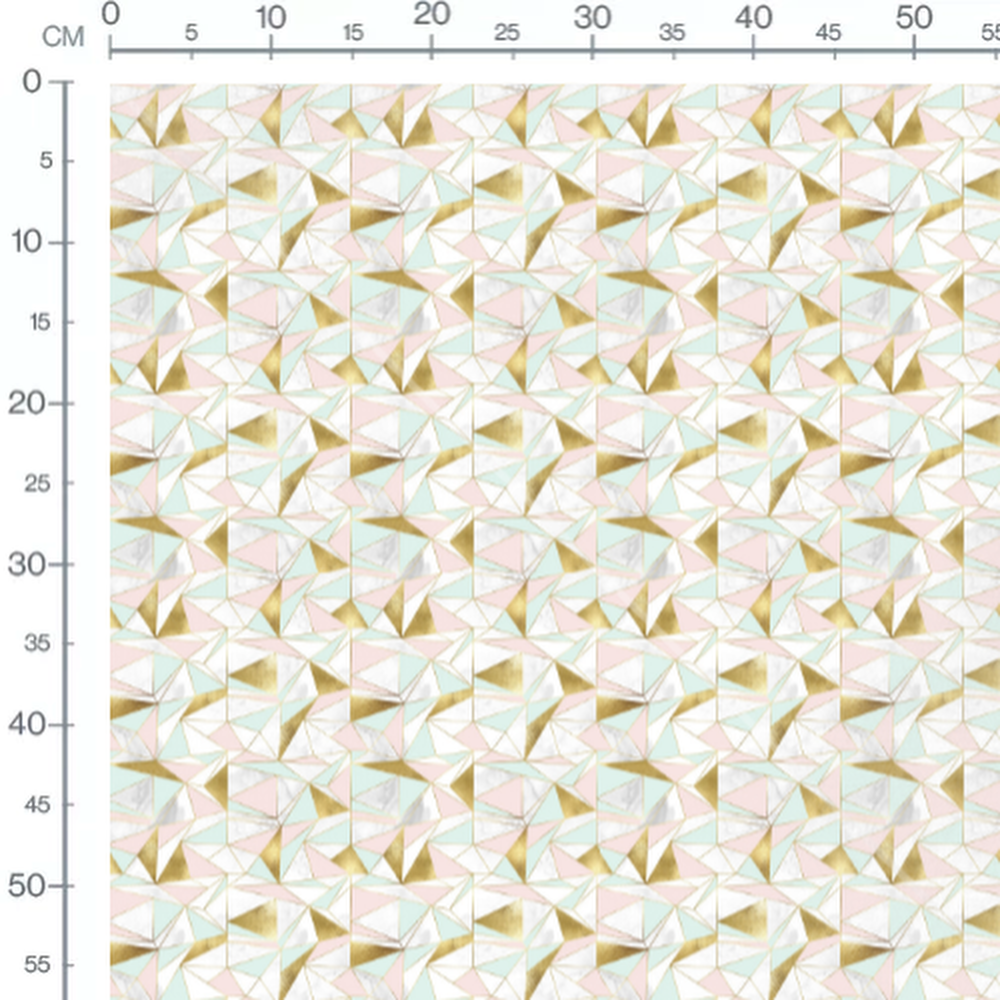 Tissu - Triangles pastel et dorés