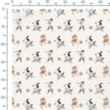 Tissu - Chiens ludiques sur fond blanc