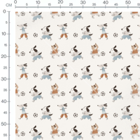Tissu - Chiens ludiques sur fond blanc