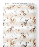 Tissu - Flore et faune marines beige