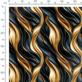 Tissu - Flammes Abstraites Or Noir