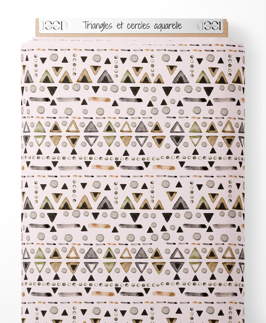 Tissu - Triangles et cercles aquarelle