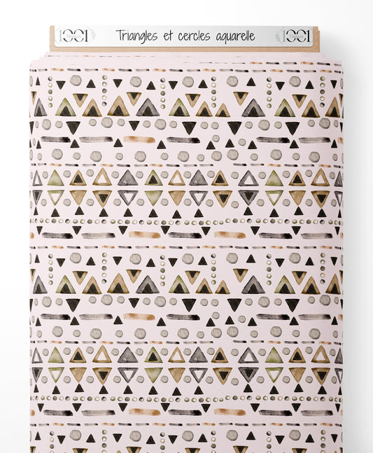 Tissu - Triangles et cercles aquarelle