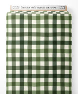 Tissu - Carreaux verts nuancés sur crème