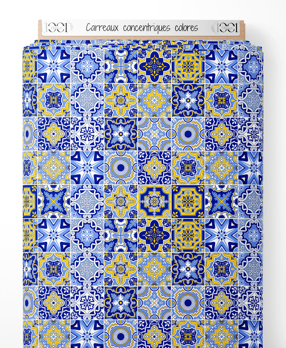 Tissu - Carreaux concentriques colorés