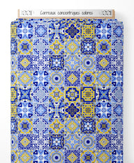 Tissu - Carreaux concentriques colorés