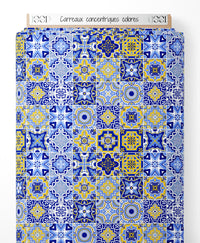 Tissu - Carreaux concentriques colorés