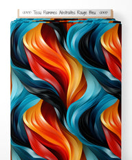 Tissu - Flammes Abstraites Rouge Bleu