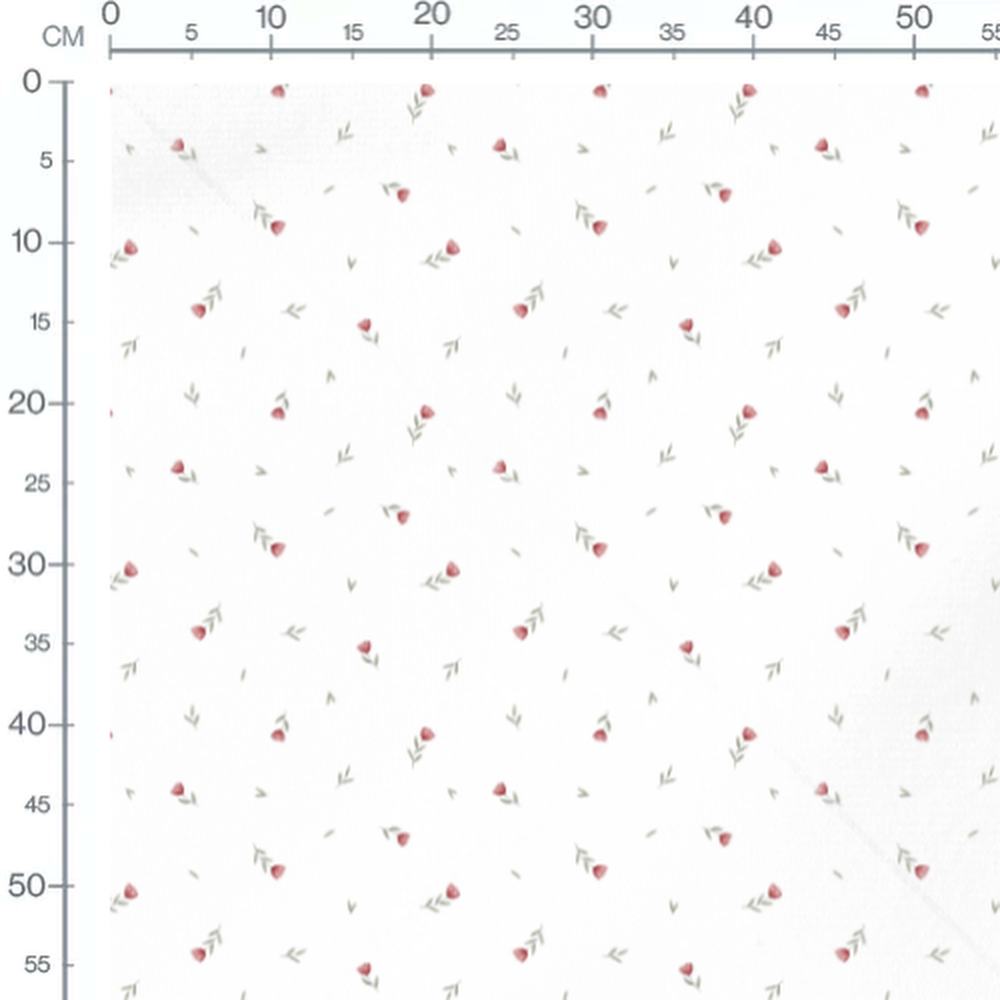Tissu - Fleurs rouges sur fond blanc 2