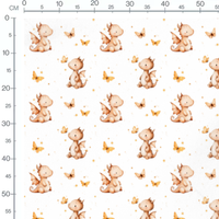 Tissu - Dragons et papillons orange