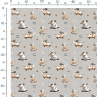Tissu - Chiens sur skateboards gris