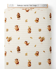 Tissu - Animaux marron sur fond beige 2