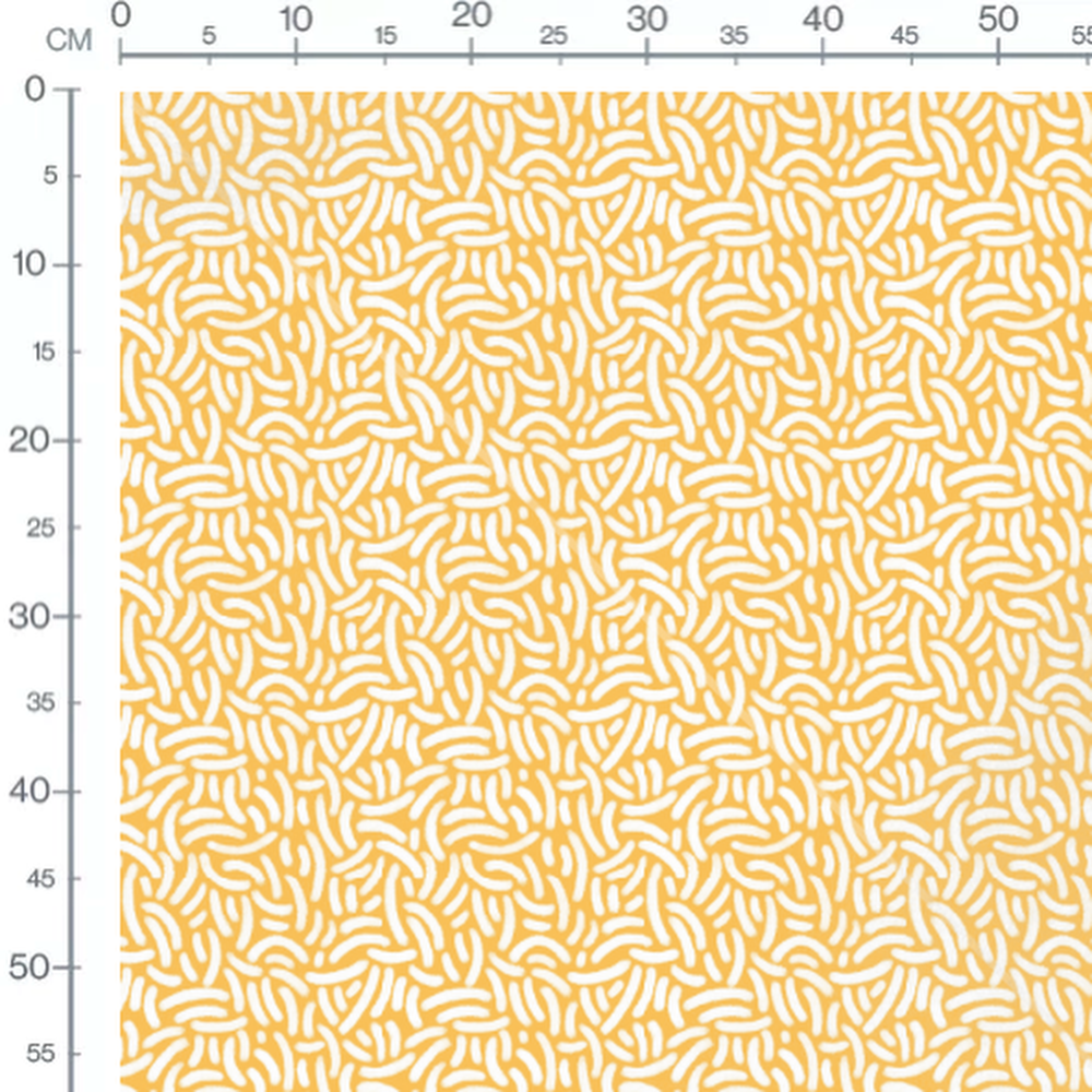 Tissu - Formes blanches sur fond jaune