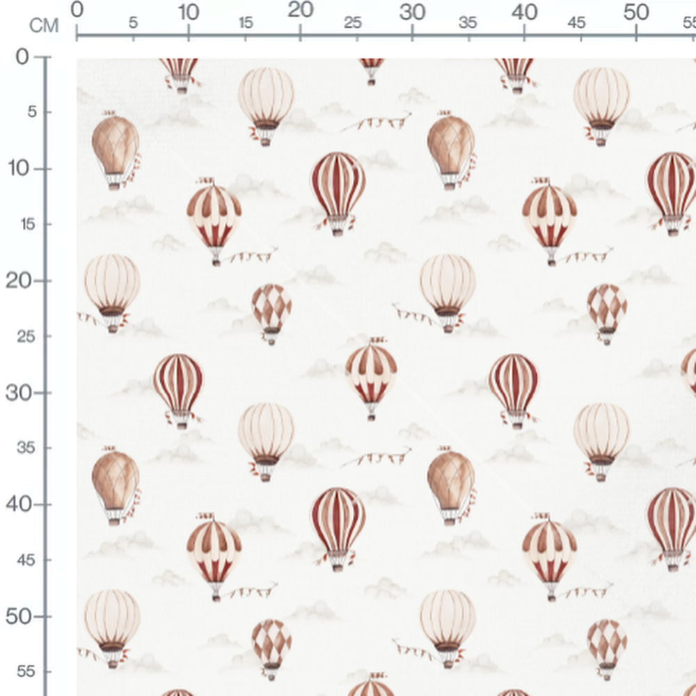 Tissu - Montgolfières rouges et beiges